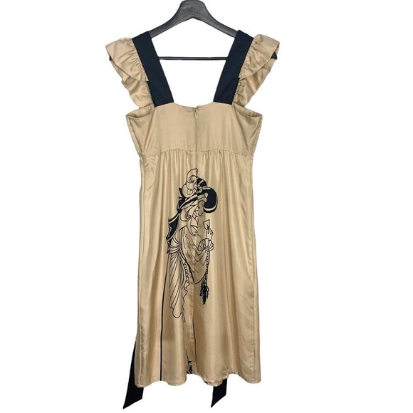 Voom by Joy Han Sleeveless Ruffle Empire Waist Woman Graphic Silk Dress XS - Picture 3 of 11